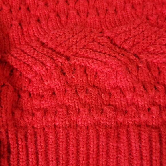 Hazel Moon Red Open Knit Pearl Button Up Sweater V-Neck Long Sleeve Women's Sz M - Picture 6 of 13